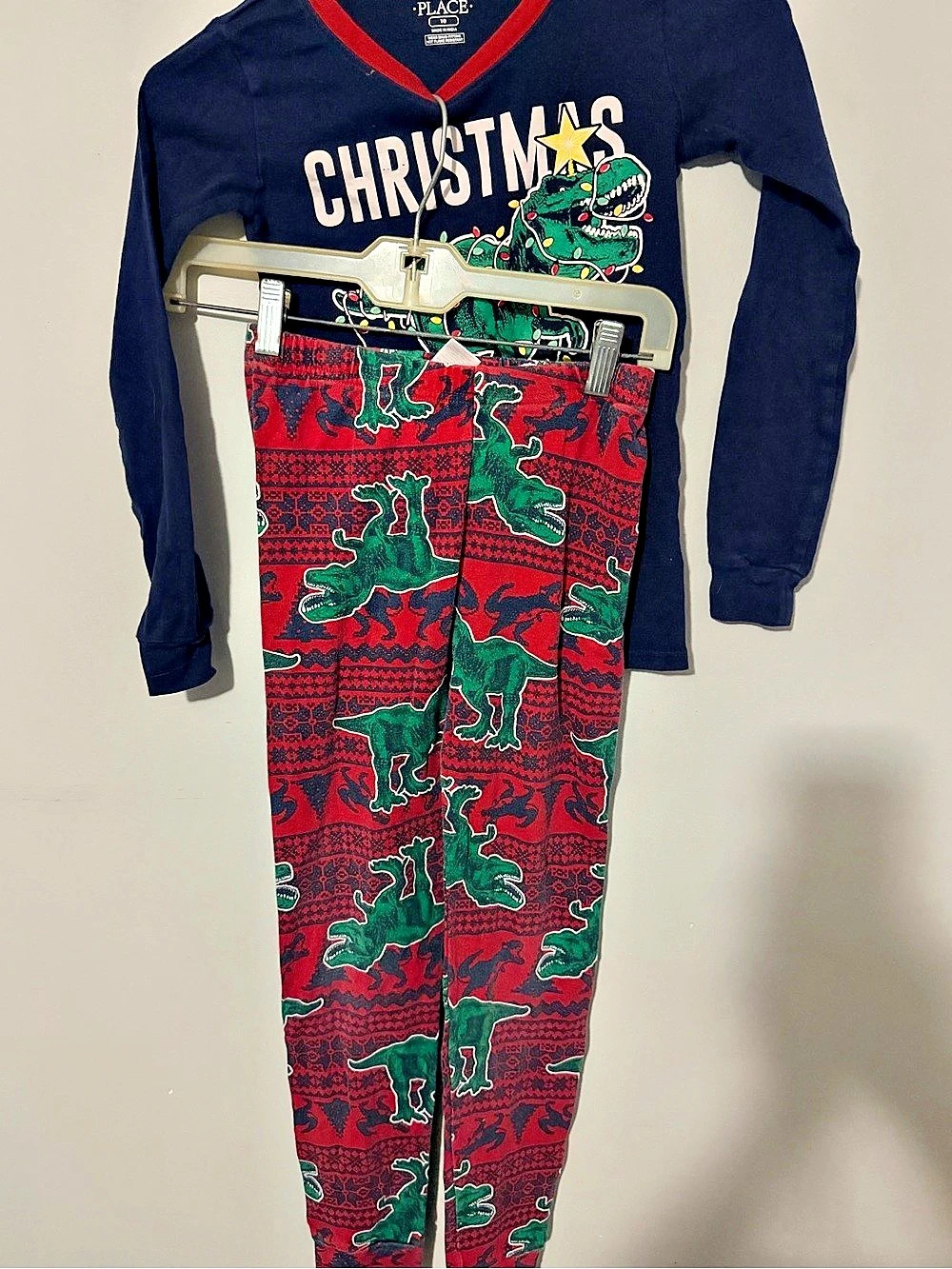 PLACE Christmas Tree-Rex Girls Size 10 Christmas Pajama Set